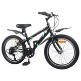 Bicicletta per Bambini 24 Pollici 6-Speed per 8-12 anni Nero