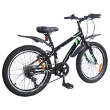 Bicicletta per Bambini 24 Pollici 6-Speed per 8-12 anni Nero