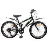 Bicicletta per Bambini 24 Pollici 6-Speed per 8-12 anni Nero