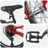 Bicicletta per Bambini 24 Pollici 6-Speed per 8-12 anni Rosso