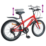 Bicicletta per Bambini 24 Pollici 6-Speed per 8-12 anni Rosso