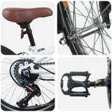 Mountain Bike 24 Pollici 6-Velocità per 8-12 anni Bianco