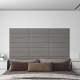 Testiera da Parete 12 pcs 60 x 15 cm Grigio chiaro Tessuto