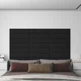 Testiera da Parete 12 pcs 60 x 15 cm Nero Tessuto