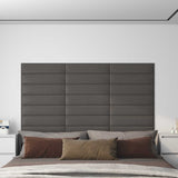 Testiera da Parete 12 pcs 60 x 15 cm Grigio Tessuto