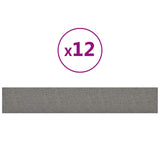 Testiera da Parete 12 pcs 90 x 15 cm Grigio chiaro Tessuto