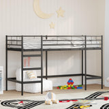 Struttura del letto loft per bambini Nero 75 x 190 cm Acciaio