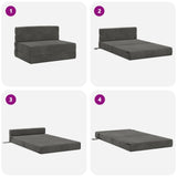 Divano Letto Pieghevole Grigio Scuro 100 x 80 x 60 cm Tessuto
