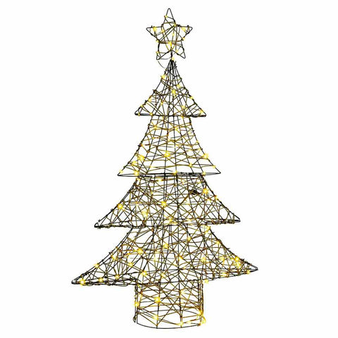 Albero di Natale con 120 LED Bianco caldo 120 cm Rattan