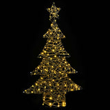Albero di Natale con 120 LED Bianco caldo 120 cm Rattan