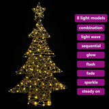 Albero di Natale con 120 LED Bianco caldo 120 cm Rattan
