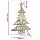 Albero di Natale con 120 LED Bianco caldo 120 cm Rattan