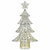 Albero di Natale con 160 LED Bianco caldo 150 cm Rattan