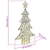 Albero di Natale con 160 LED Bianco caldo 150 cm Rattan