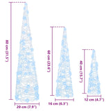 Albero di Natale 3 pcs Bianco freddo 20 x 20 x 80 cm Acrilico