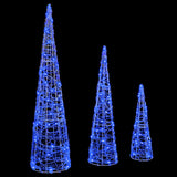 Albero di Natale con 90 LED 3 pcs Blu 20 x 20 x 80 cm Acrilico