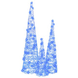 Albero di Natale con 90 LED 3 pcs Blu 20 x 20 x 80 cm Acrilico
