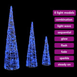 Albero di Natale con 90 LED 3 pcs Blu 20 x 20 x 80 cm Acrilico