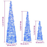 Albero di Natale con 90 LED 3 pcs Blu 20 x 20 x 80 cm Acrilico