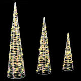 Albero di Natale 3 pcs Bianco caldo 20 x 20 x 80 cm PET