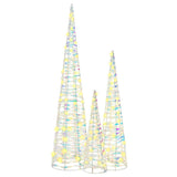 Albero di Natale 3 pcs Bianco caldo 20 x 20 x 80 cm PET