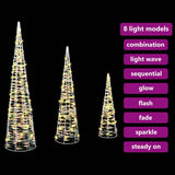 Albero di Natale 3 pcs Bianco caldo 20 x 20 x 80 cm PET