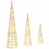 Albero di Natale 3 pcs Bianco caldo 20 x 20 x 80 cm PET