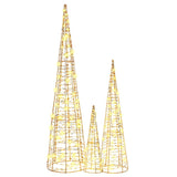 Albero di Natale 3 pcs Bianco caldo 20 x 20 x 80 cm PET