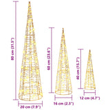 Albero di Natale 3 pcs Bianco caldo 20 x 20 x 80 cm PET