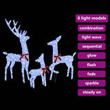 Famiglia di renne 3 pcs Bianco freddo 68 x 26 x 127 cm Tessuto