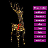 Renna 3D con 140 LED Bianco caldo 128 cm Rattan