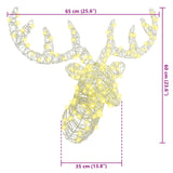 Testa di Renna con 140 LED Bianco caldo 60 cm Acrilico