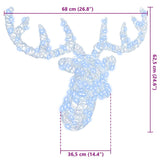 Testa di Renna con 140 LED Bianco freddo 60 cm Acrilico
