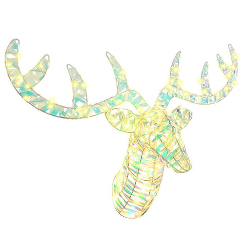 Slitta trainata da renna con 140 LED Bianco caldo 60 cm PET