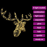 Slitta trainata da renna con 140 LED Bianco caldo 60 cm Rattan