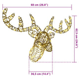 Slitta trainata da renna con 140 LED Bianco caldo 60 cm Rattan