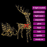 Slitta trainata da renna Bianco caldo 70 x 26 x 128.5 cm Rattan