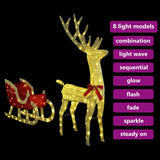 Slitta trainata da renna con 200 LED Bianco caldo Tessuto