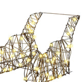 Slitta trainata da renna con 160 LED Bianco caldo Rattan