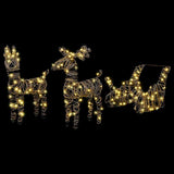 Slitta trainata da renna con 160 LED Bianco caldo Rattan