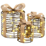 Decorazione Scatola Regalo con 60 LED 3 pcs Bianco caldo Rattan