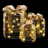 Decorazione Scatola Regalo con 60 LED 3 pcs Bianco caldo Rattan