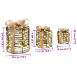 Decorazione Scatola Regalo con 60 LED 3 pcs Bianco caldo Rattan
