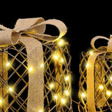 Scatola Regalo 3 pcs Bianco caldo 20 x 20 x 20 cm Rattan