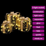 Scatola Regalo 3 pcs Bianco caldo 20 x 20 x 20 cm Rattan