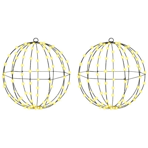 Palla con 192 LED 2 pcs Bianco caldo 40 cm Metallo