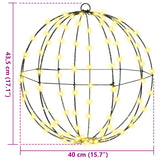 Palla con 192 LED 2 pcs Bianco caldo 40 cm Metallo