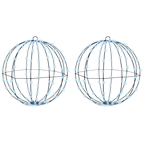 Palla con 320 LED 2 pcs Bianco freddo 50 cm Metallo