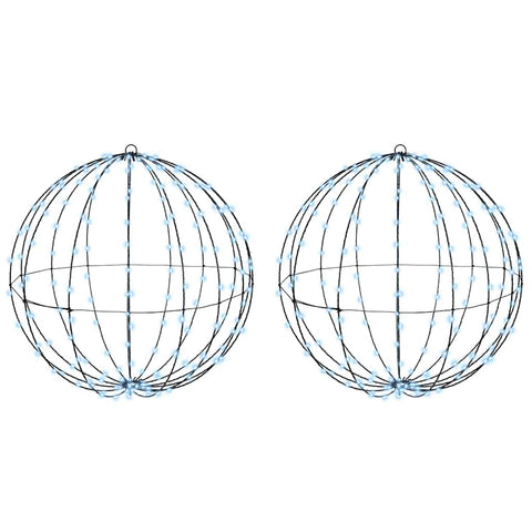 Palla con 384 LED 2 pcs Bianco freddo 60 cm Metallo