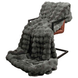 Coperta in Pelliccia di Coniglio Finta 4 pcs Grigio scuro